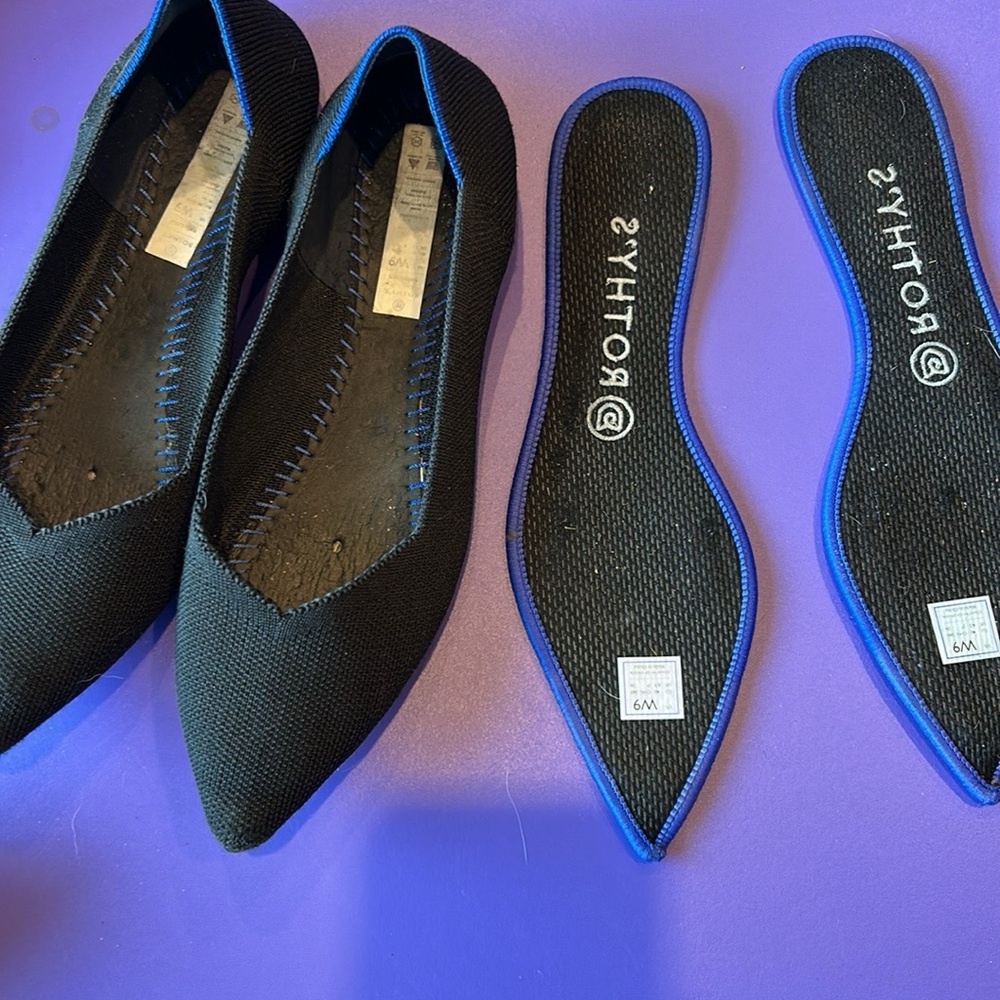 Rothy’s the Point II Black Pointed Toe Flats with washable Insoles